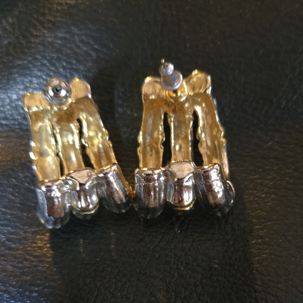 Bamboo Vintage silver & gold earrings - Picture 3 of 6